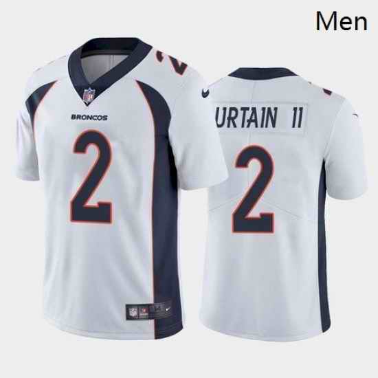 Men Denver Broncos Patrick Surtain II Navy White Orange 2021 Draft Jersey